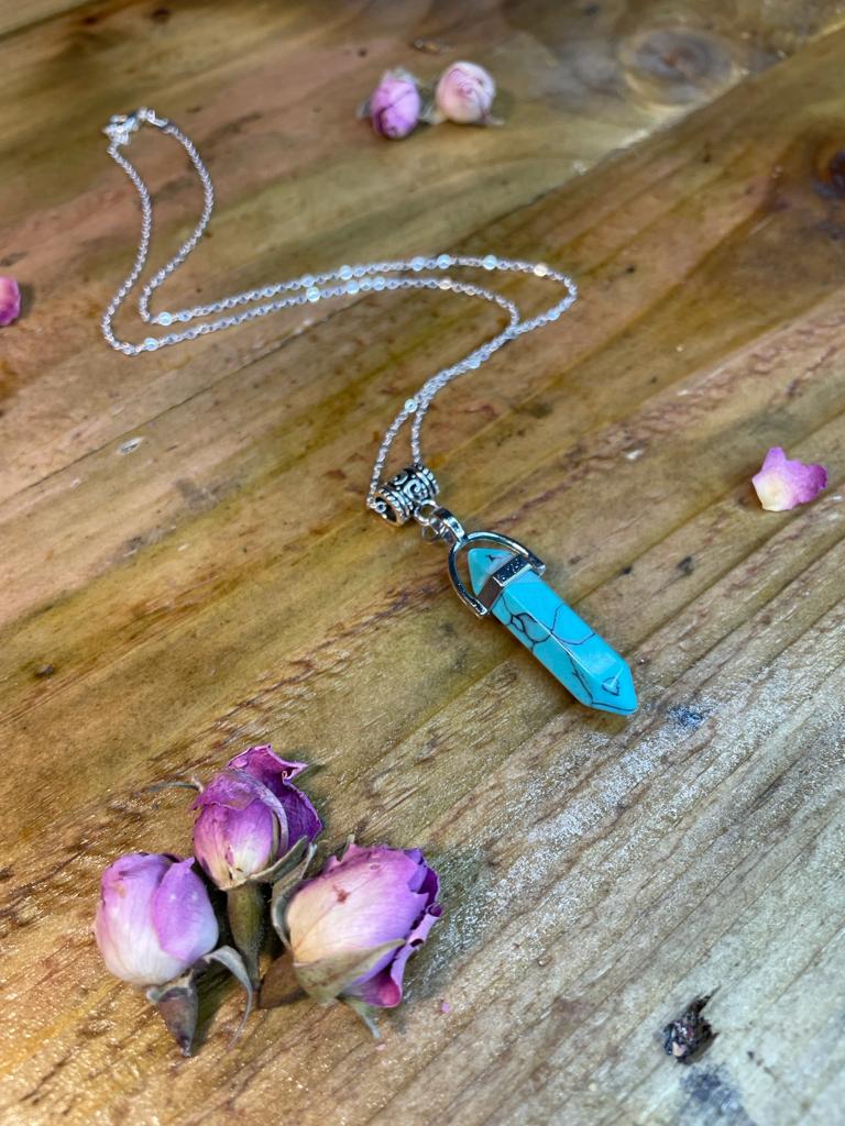 Double Terminated Positivity Happiness Turquoise Crystal Pendant
