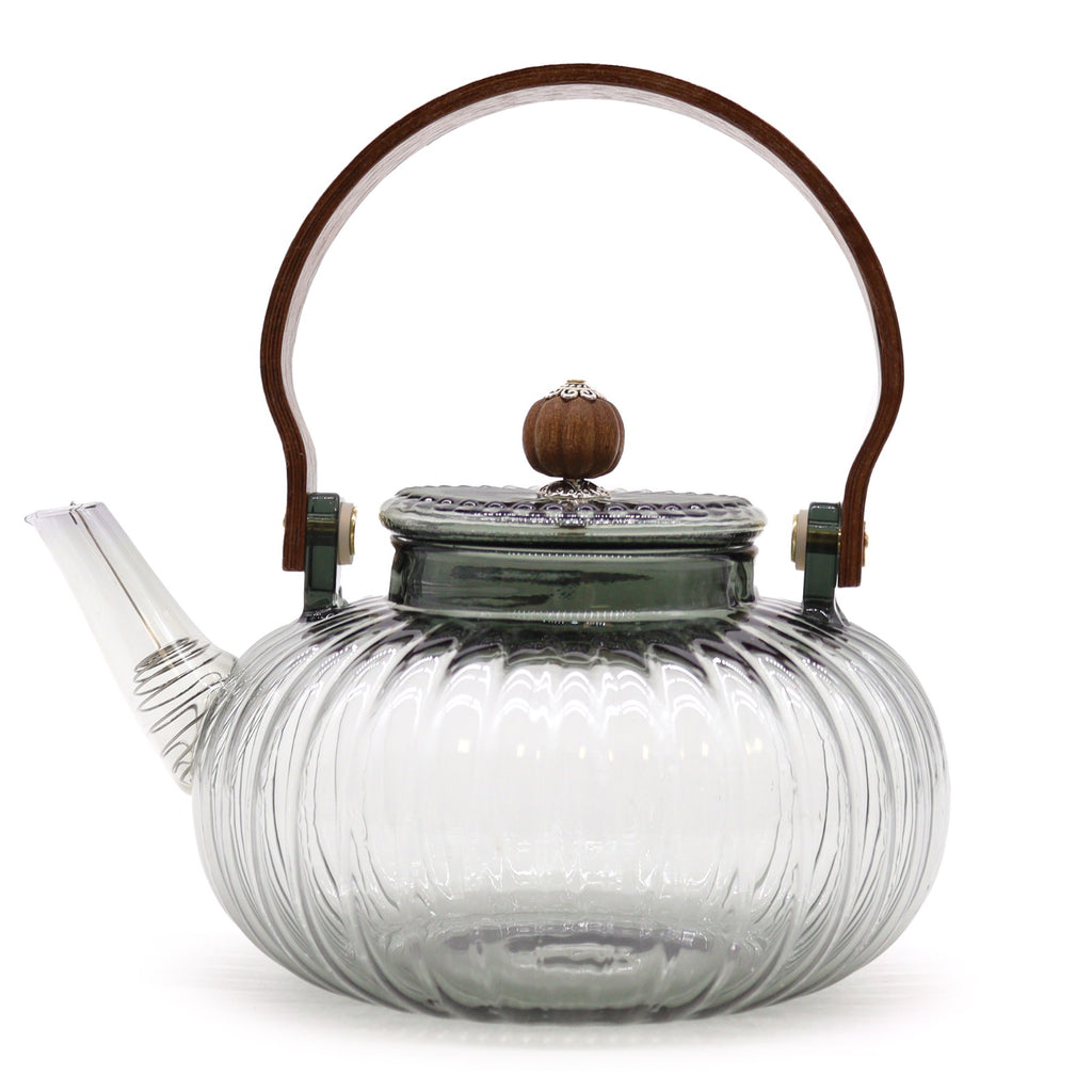 Glass Infuser Teapot - Charcoal Ribbed Pearl