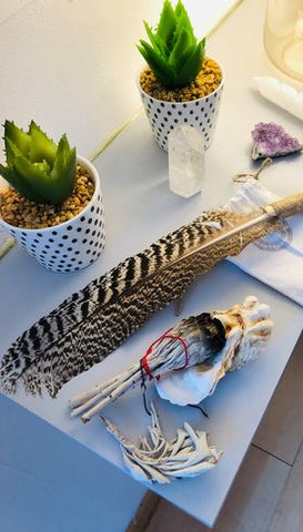 Peacock Feather Smoke Cleansing Wand