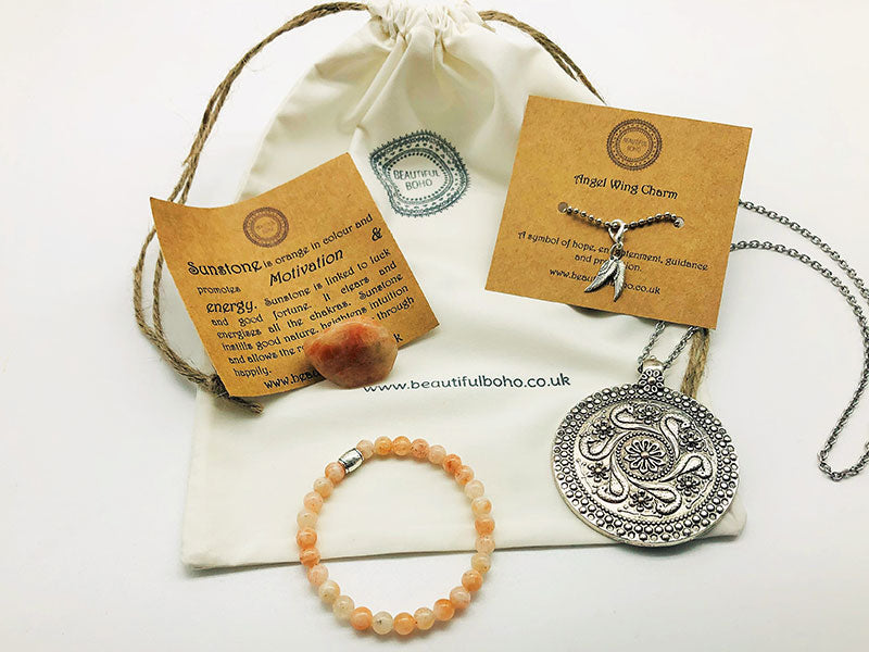 £12.00 Small Bead Crystal Bracelet New Moon Ritual Blessings Box