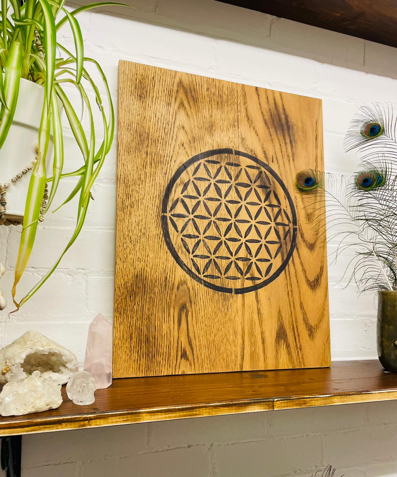 Sacred Geometry Flower of Life Pyrography wall hanging