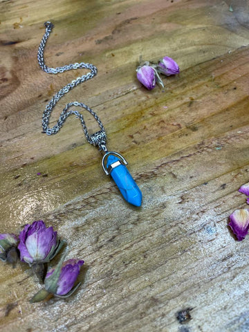 Double Terminated Calming & Balancing Blue Howlite Crystal Pendant