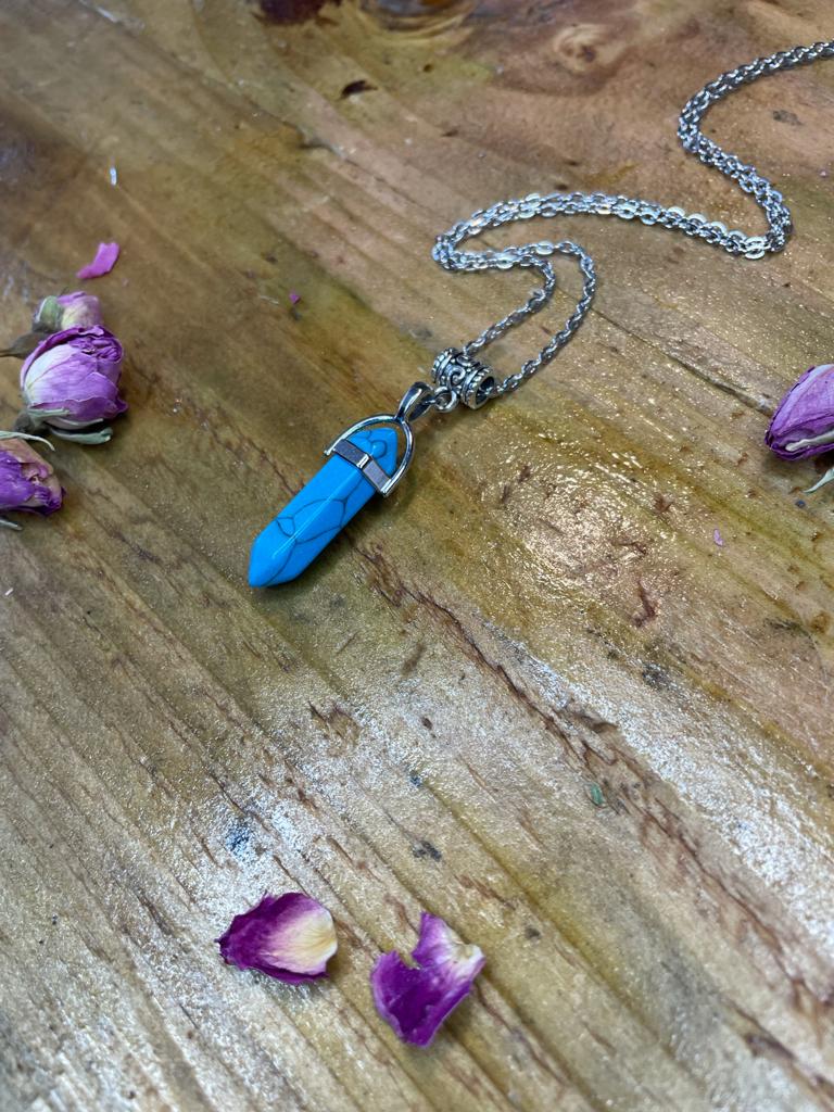 Double Terminated Calming & Balancing Blue Howlite Crystal Pendant