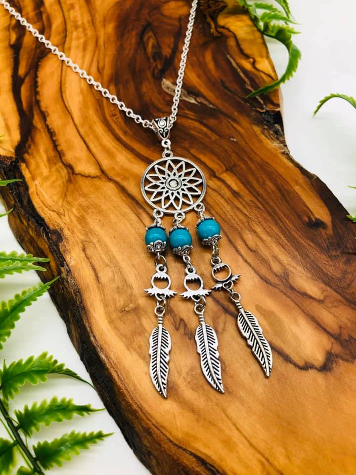Dreamcatcher & Turquoise Pendant for Protection, positivity & Happiness