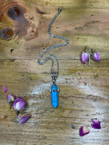 Double Terminated Calming & Balancing Blue Howlite Crystal Pendant