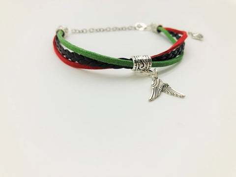 Earthy Hues Faux Suede & Leather Anklet with Angel Wing charms
