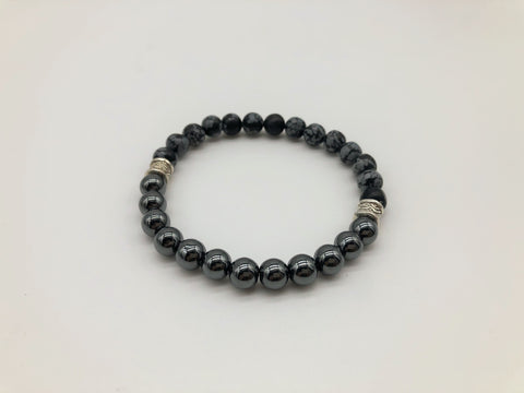 Gentleman's Hematite & Snowflake Obsidian Emotionally Grounding Bracelet