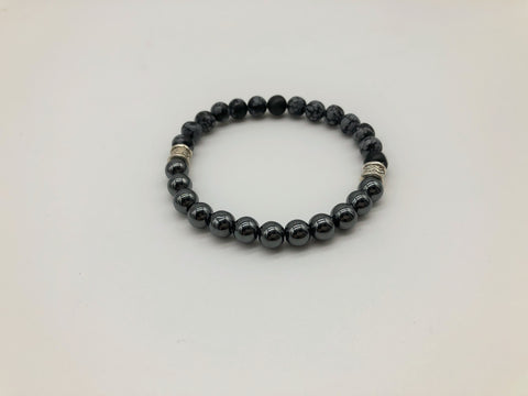 Gentleman's Hematite & Snowflake Obsidian Emotionally Grounding Bracelet