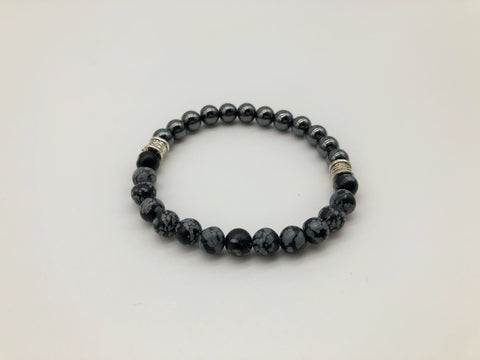 Gentleman's Hematite & Snowflake Obsidian Emotionally Grounding Bracelet