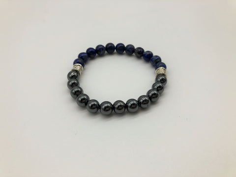 Gentleman's Hematite & Snowflake Obsidian Emotionally Grounding Bracelet