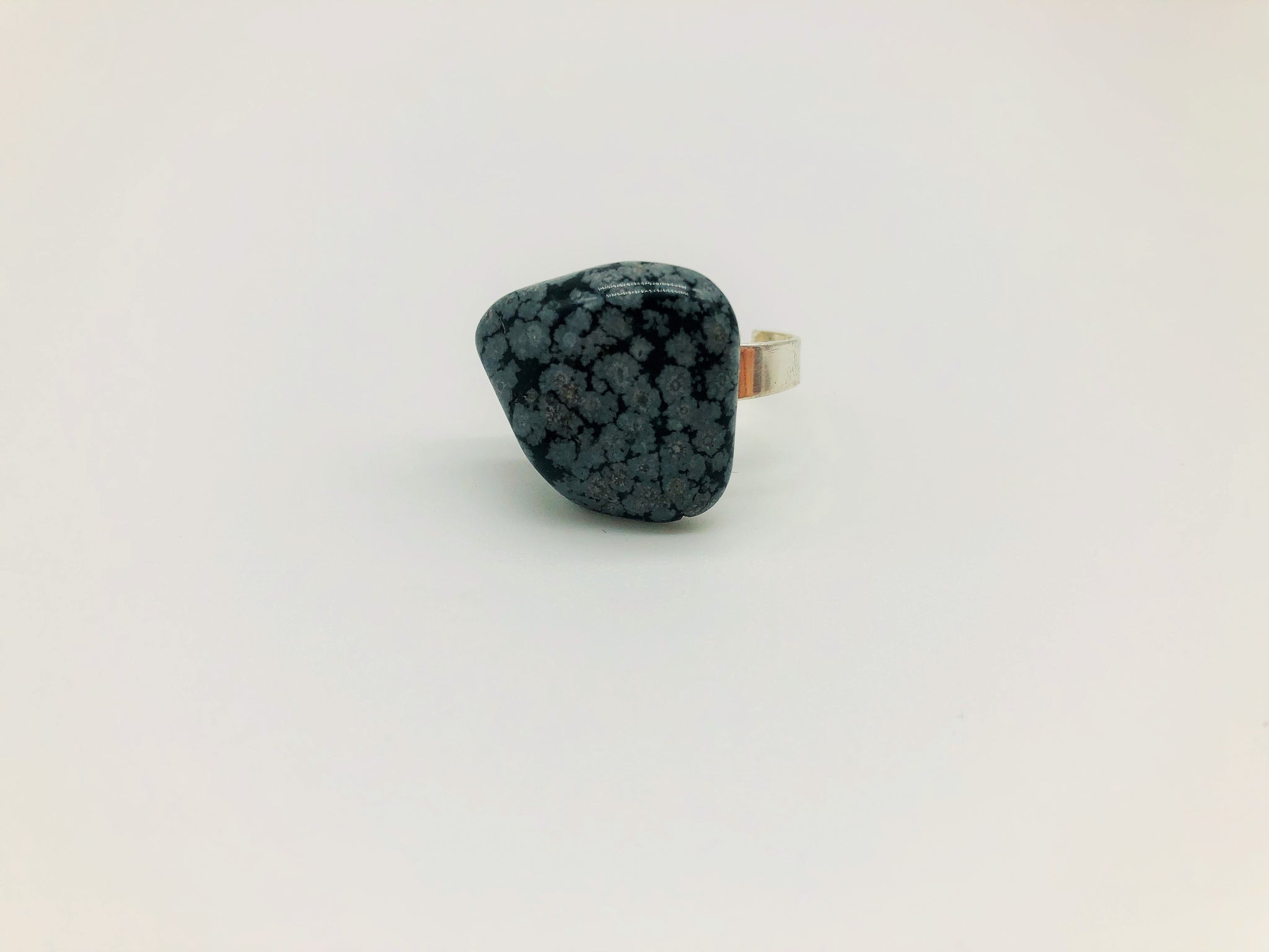 Snowflake Obsidian Holistic Healing Ring for Emotional Grounding