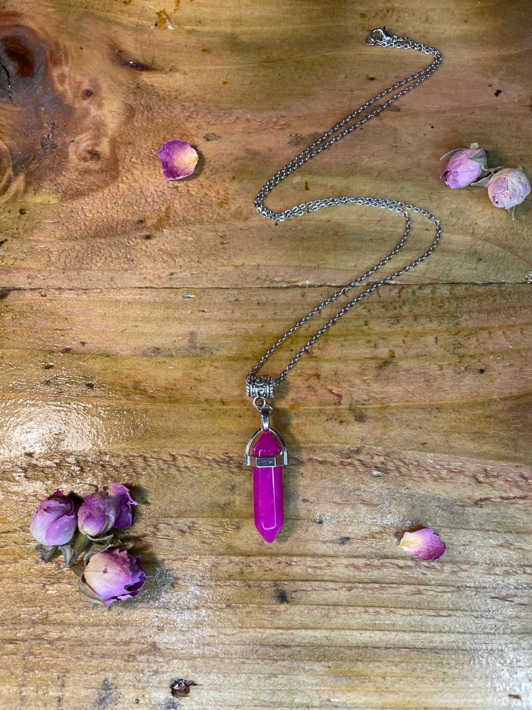 Rose Jade Double Terminated Wealth luck & Prosperity Rose Jade Crystal Pendant