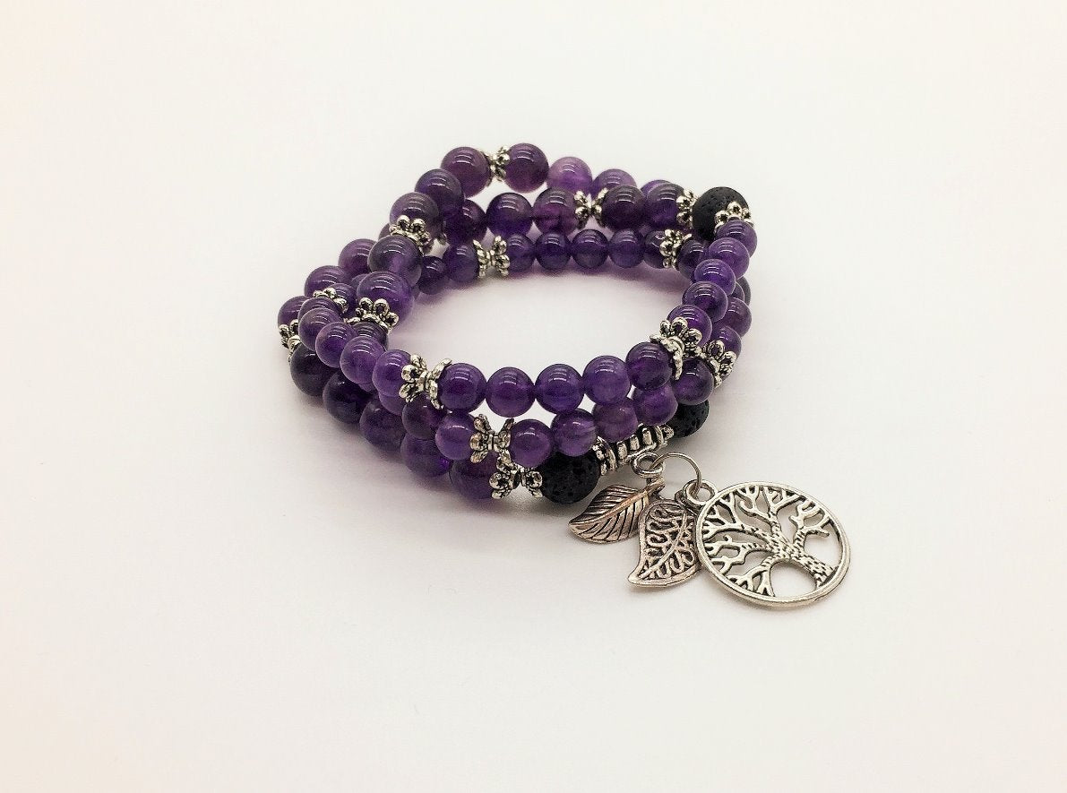 Scented Amethyst Mala woven for your Imbolc Intention