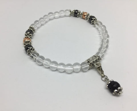 Physical & Emotional Wellness Clear Quartz, copper & magnetic Hematite Bracelet