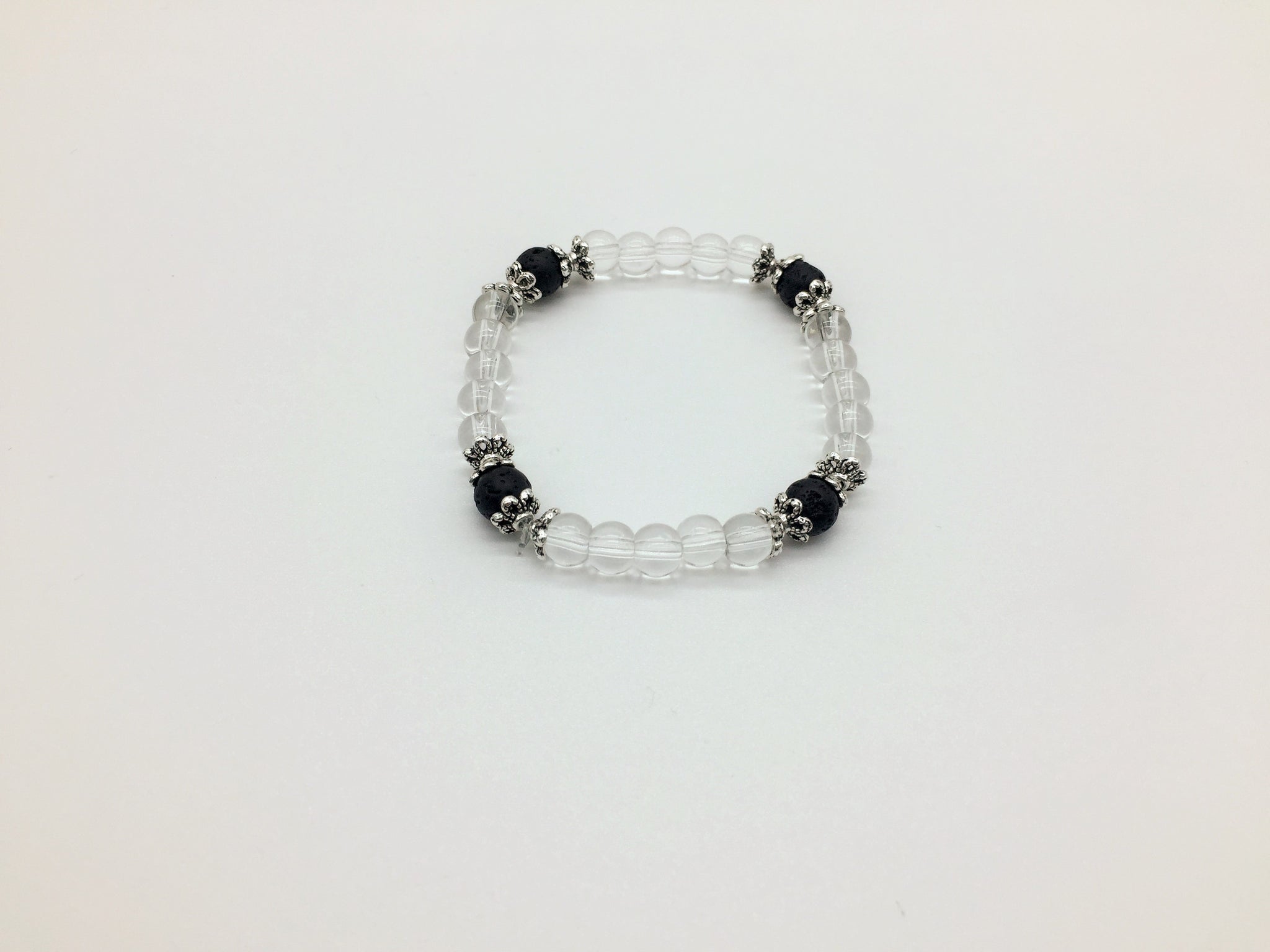 Crown Chakra Activating & Balancing Bracelet Clear Quartz & Lava