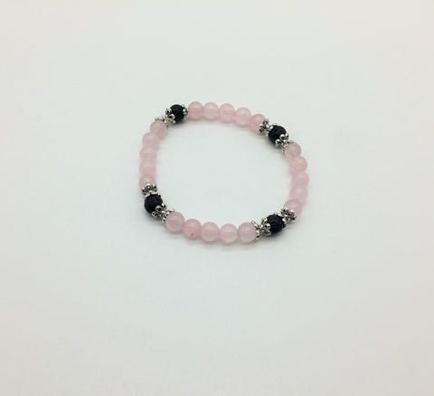 Heart Chakra Activating & Balancing bracelet Rose Quartz & Lava