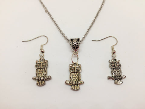 Owl Pendant & Earring Set