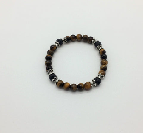 Root Chakra Activating & Balancing bracelet Tigers eye & Lava