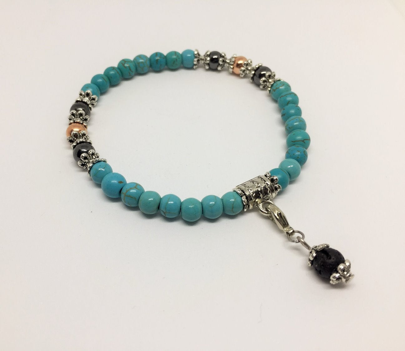 Positivity & Happiness Turquoise, copper & magnetic Hematite Holistic Healing Bracelet