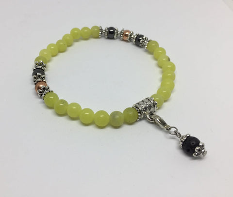 Motivational & Energising Peridot, copper & magnetic Hematite Holistic Healing Bracelet