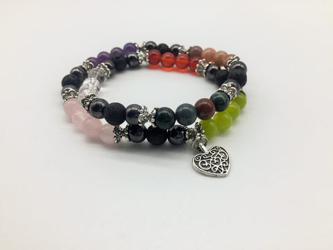 Family Aroma Holistic Healing & Energizing Double Bracelet & Necklace.