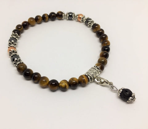 Tigers Eye, Copper & Magnetic Holistic Healing Bracelet