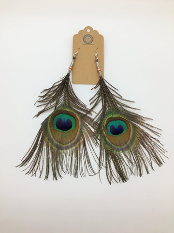 Lammas Celebration Peacock Feather Earrings