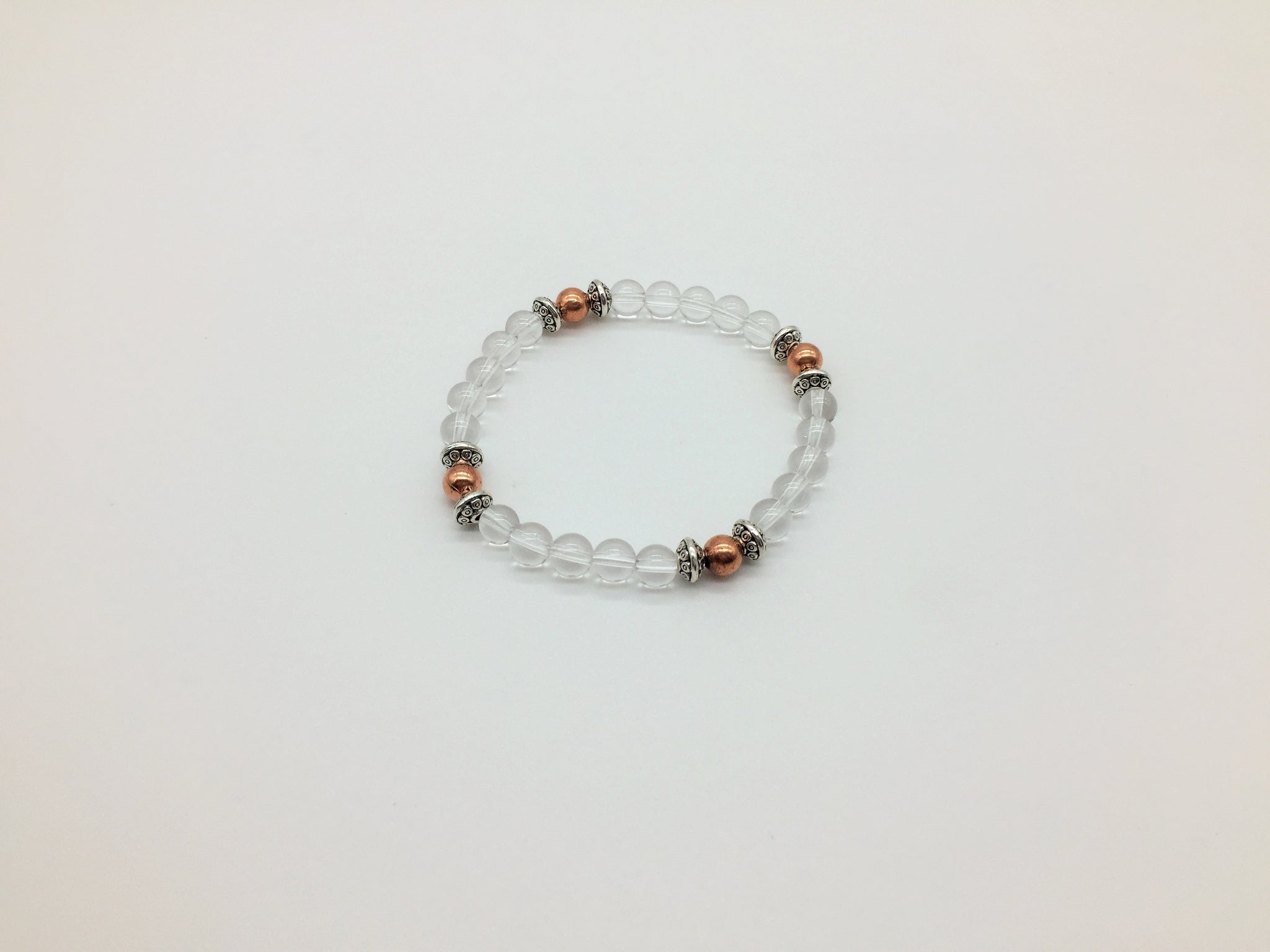 Physical & Emotional Holistic Healing Clear Quartz & Copper Wellness Bracelet