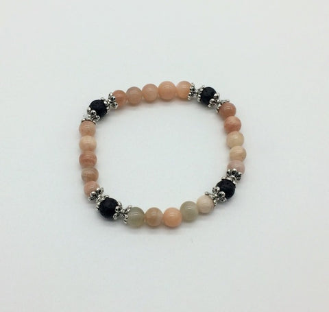 Sacral Chakra Activating & Balancing bracelet Moonstone & Lava