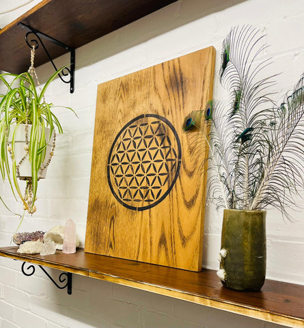 Sacred Geometry Flower of Life Pyrography wall hanging