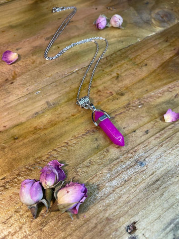 Rose Jade Double Terminated Wealth luck & Prosperity Rose Jade Crystal Pendant