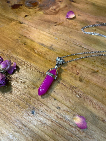Rose Jade Double Terminated Wealth luck & Prosperity Rose Jade Crystal Pendant