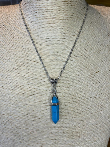 Double Terminated Calming & Balancing Blue Howlite Crystal Pendant