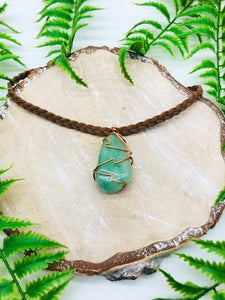 Copper Wrapped Green Aventurine Holistic Healing Pendant