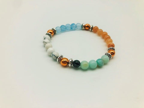 Total Calm & Balance Bracelet With Copper, Howlite, Moonstone, Aquamarine and Amazonite