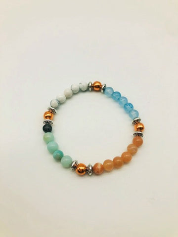 Total Calm & Balance Bracelet With Copper, Howlite, Moonstone, Aquamarine and Amazonite