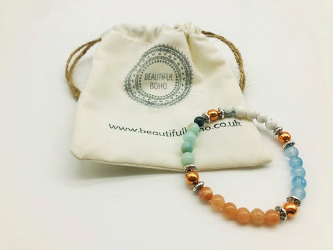 Total Calm & Balance Bracelet With Copper, Howlite, Moonstone, Aquamarine and Amazonite