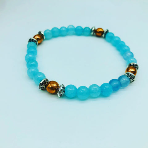 Aquamarine & copper bracelet