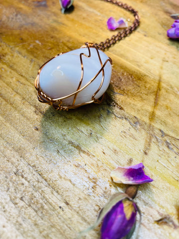 Rustic Copper wrapped Opal Pendant