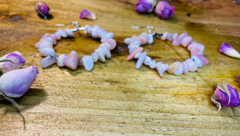 Pink Opal Hoop Earrings