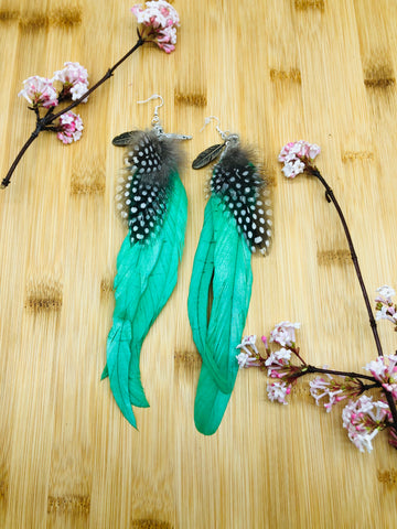 Boho Feather earrings with feather charms