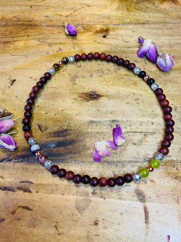 Sacred wood, crystal  & copper Grounding Choker Necklace