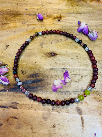 Sacred wood, crystal  & copper Grounding Choker Necklace