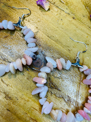 Pink Opal Hoop Earrings
