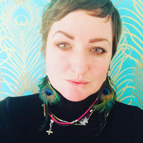 Lammas Celebration Tail feather peacock feather earrings