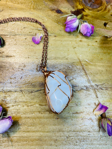 Rustic Copper wrapped Opal Pendant