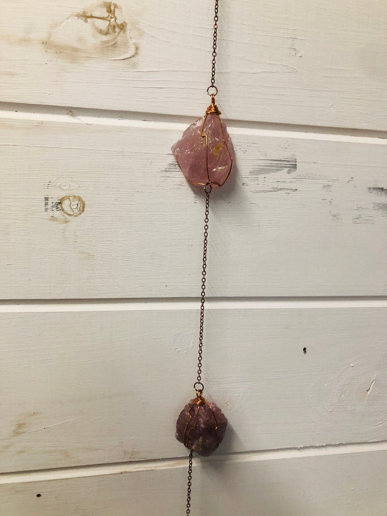 Positivity & Happiness Rose Quartz drop wall hangings