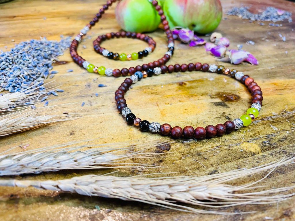 Sacred wood crystal & copper Grounding Jewellery Set