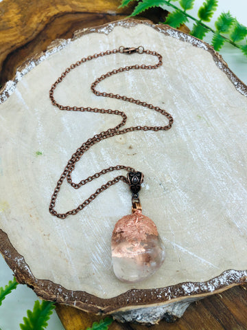 Copper ‘dipped’ Clear Quartz Crystal pendant