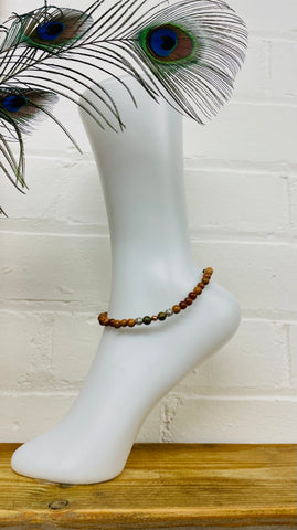Sacred wood, crystal & copper Anklet